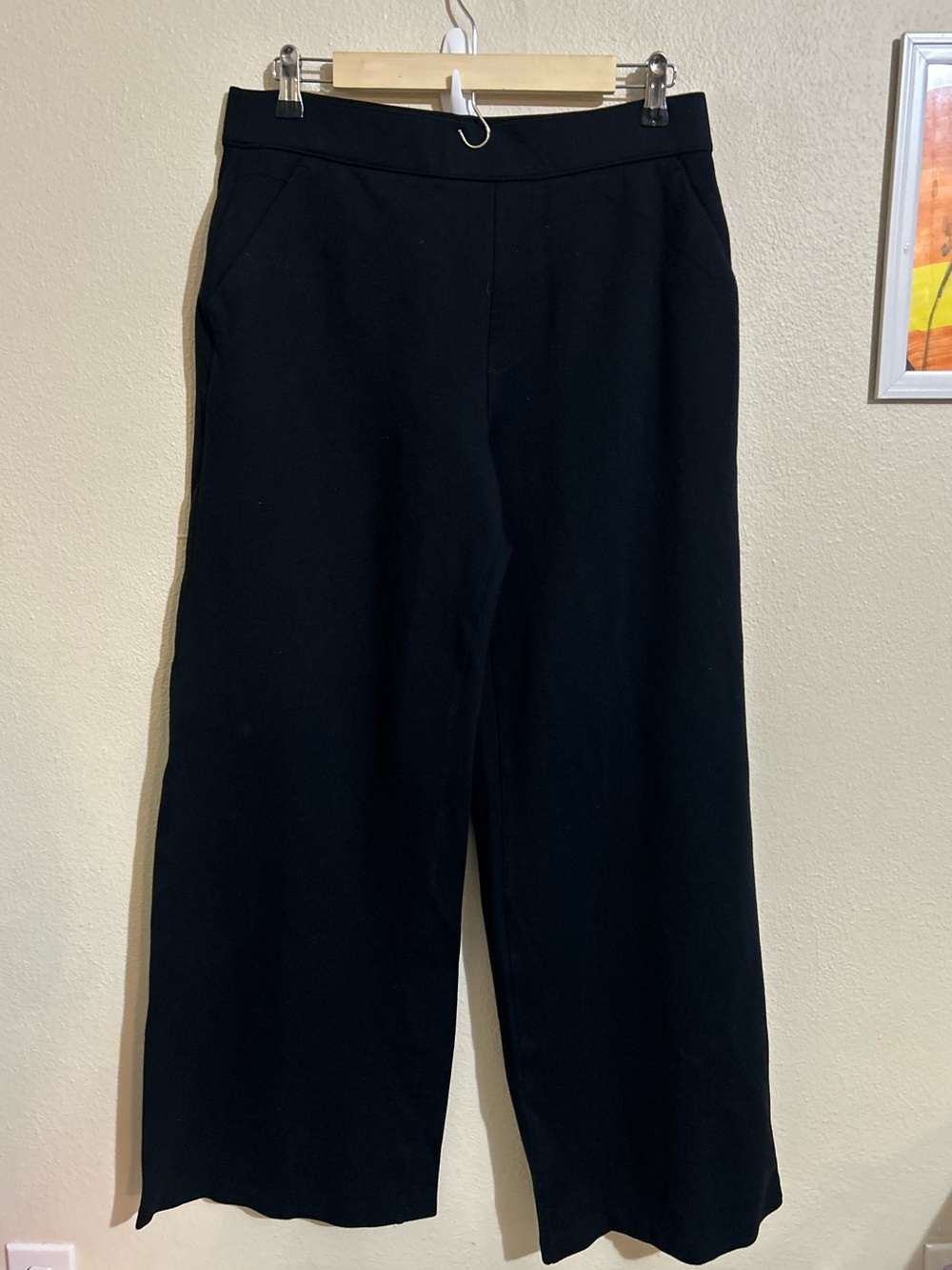 Spanx Classic Black Wide-Leg Pants Stretch Size Large Career Office